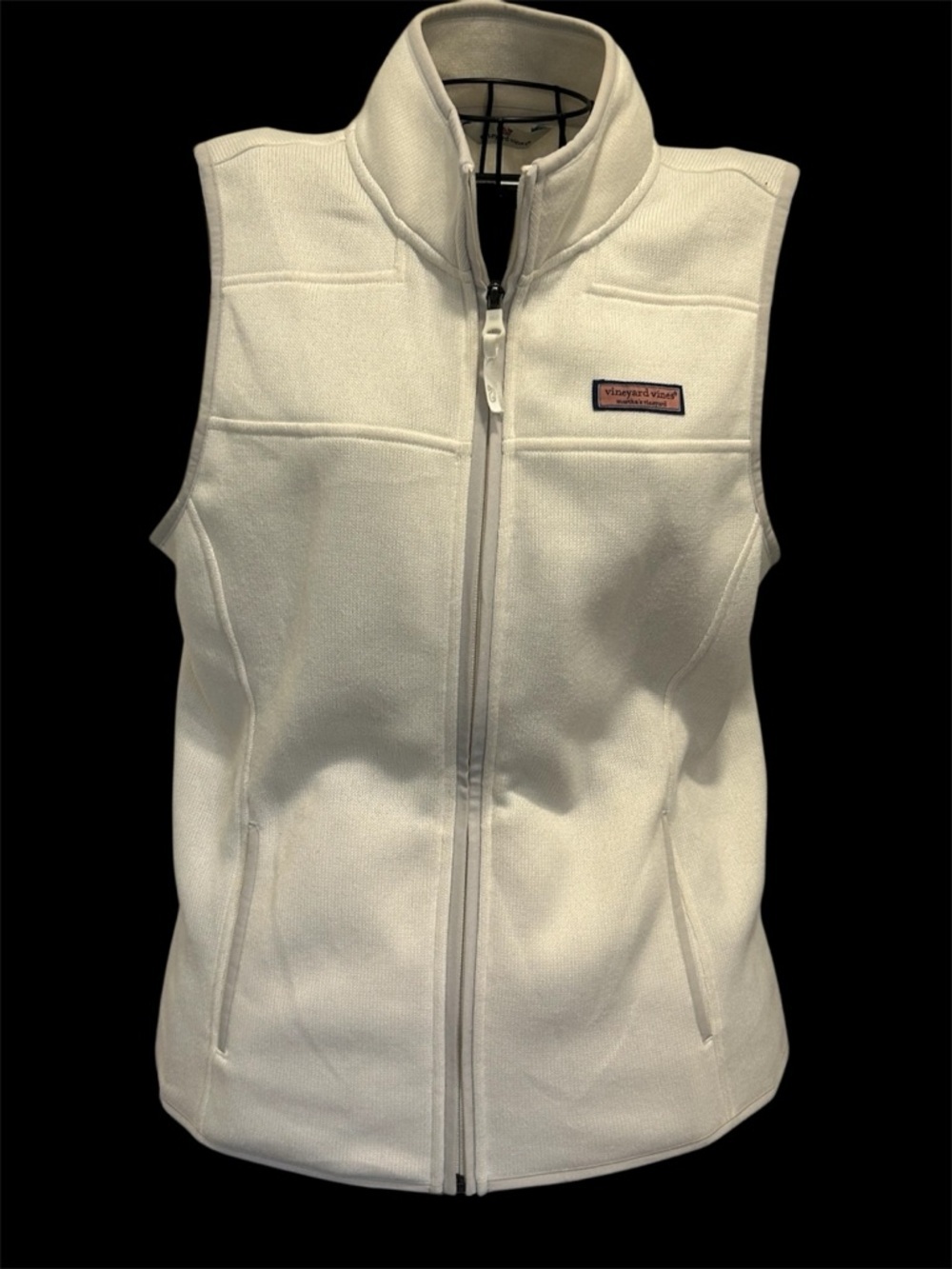 Vineyard Vines Mountain Sweater Fleece Vest Full Zip Ivory Preppy Coastal